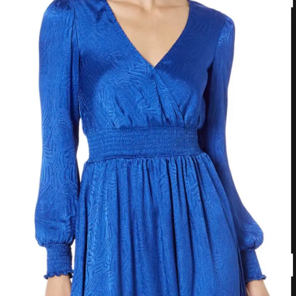 Michael Kors Royal Blue Textured Long Sleeve Dress